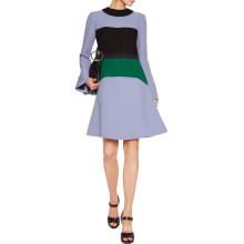 Marni Lilac Black and Forest-Green Dress Color-Block Crepe Dress